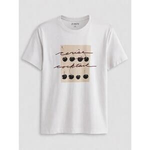 J.Crew Cerise Cocktail Cherry Graphic Tee Women’s Medium White  Size M